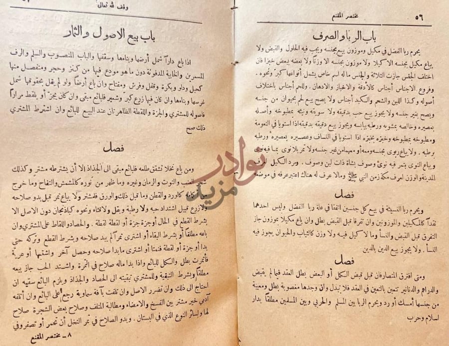 صفحة داخلية كتاب مختصر المقنع في فقه الامام احمد بن حنبل