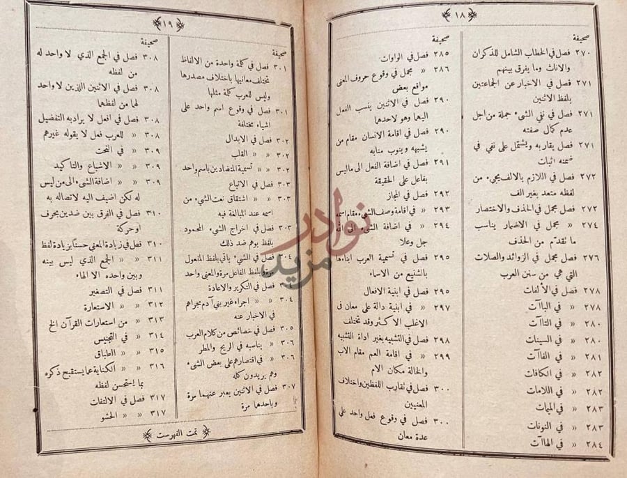 فهرس كتاب فقة اللغة واسرار العربية Continuation of the
