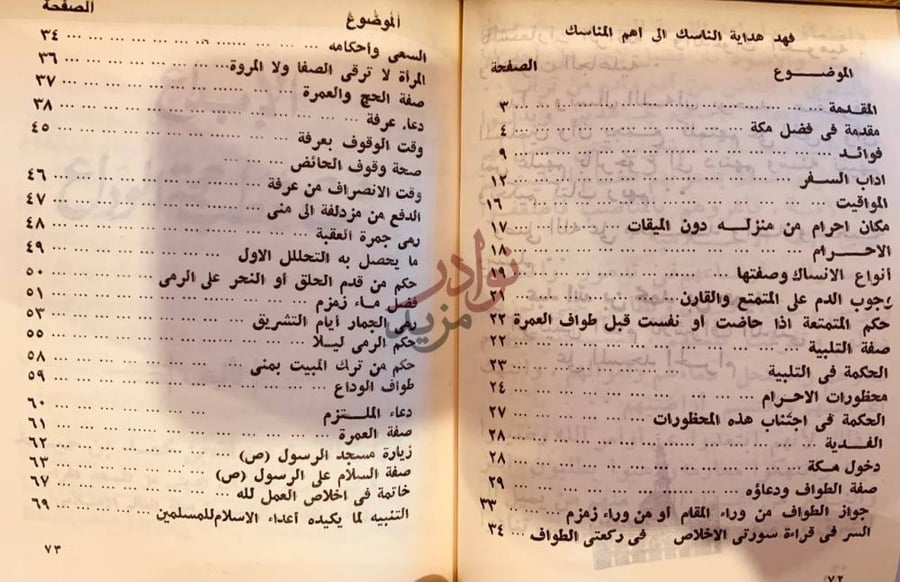 فهرس كتاب هداية الناسك الى اهم المناسك الموضوع الصفحة