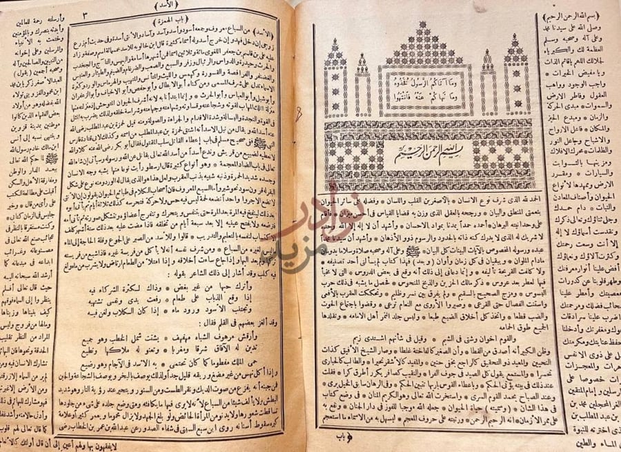 صفحة داخلية كتاب حياة الحيوان الكبرى باب المهجة