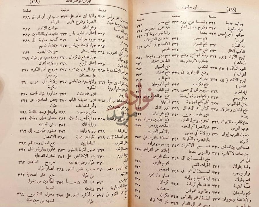 فهرس كتاب تاريخ ابن خلدون او العبر وديوان المبتدا والخبر