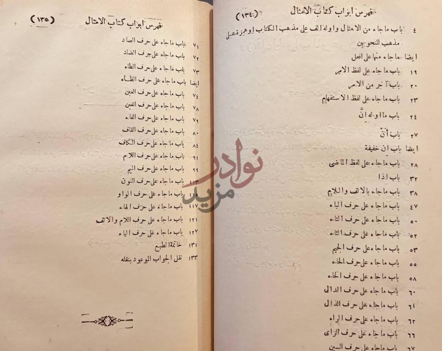 فهرس كتاب الامثال فهرس ابواب كتاب