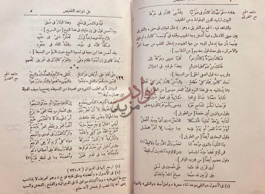 صفحة داخلية كتاب معاهد التنصيص على شواهد التلخيص شاهد الجمع