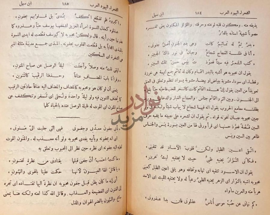 صفحة داخلية كتاب الشعراء اليهود العرب ابن سهل