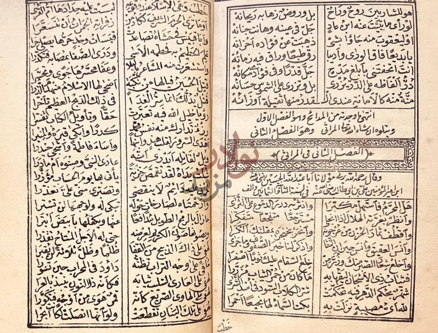 صفحة داخلية كتاب ديوان معتوق ابن شهاب الموسوي الفصل الثاني