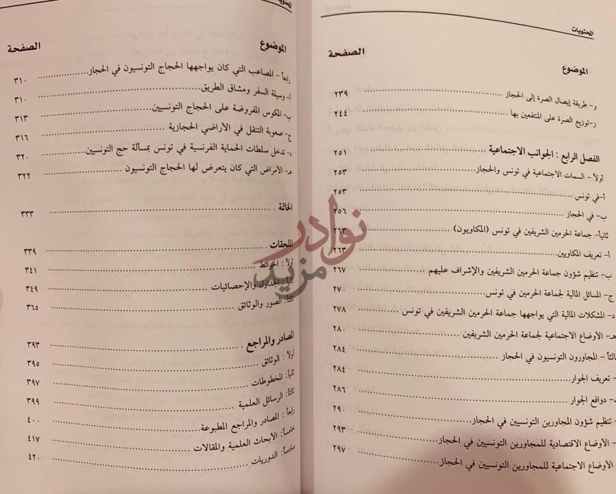 فهرس كتاب الصلاة الحضارية بين تونس والحجاز المحتويات