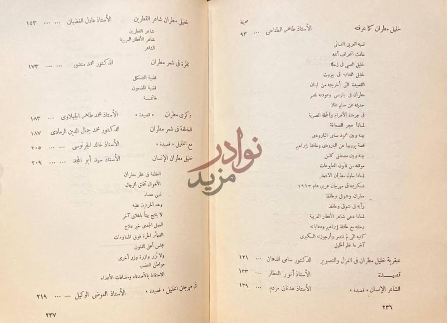 فهرس كتاب مهرجان خليل مطران