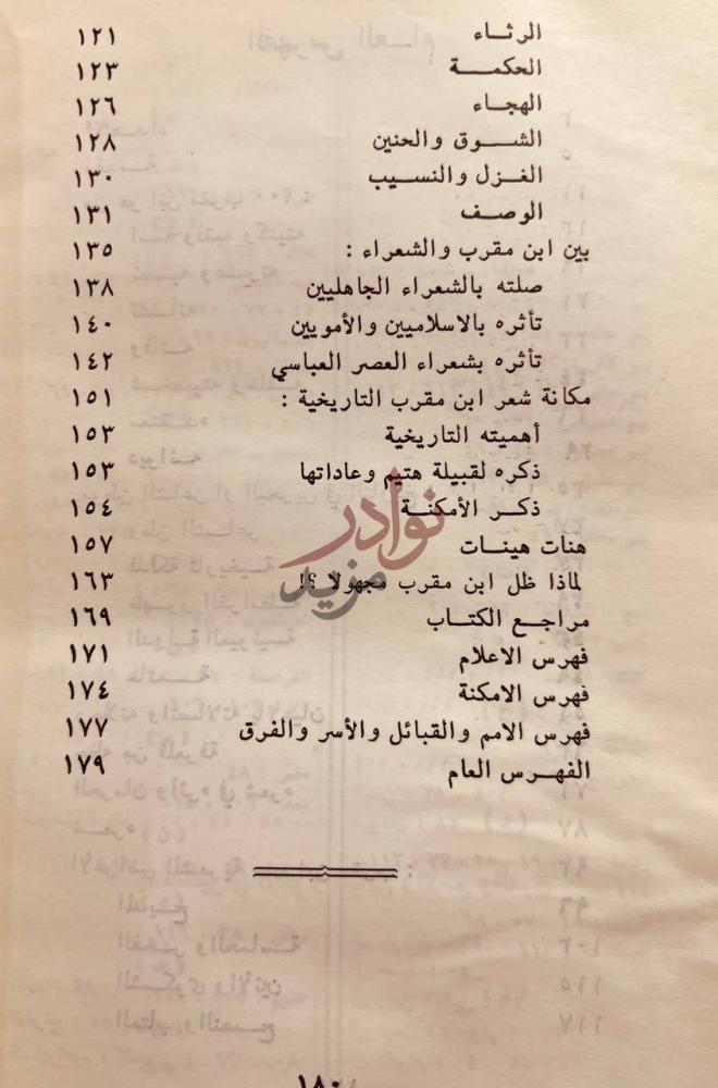 فهرس كتاب ابن مقرب حياته شعره