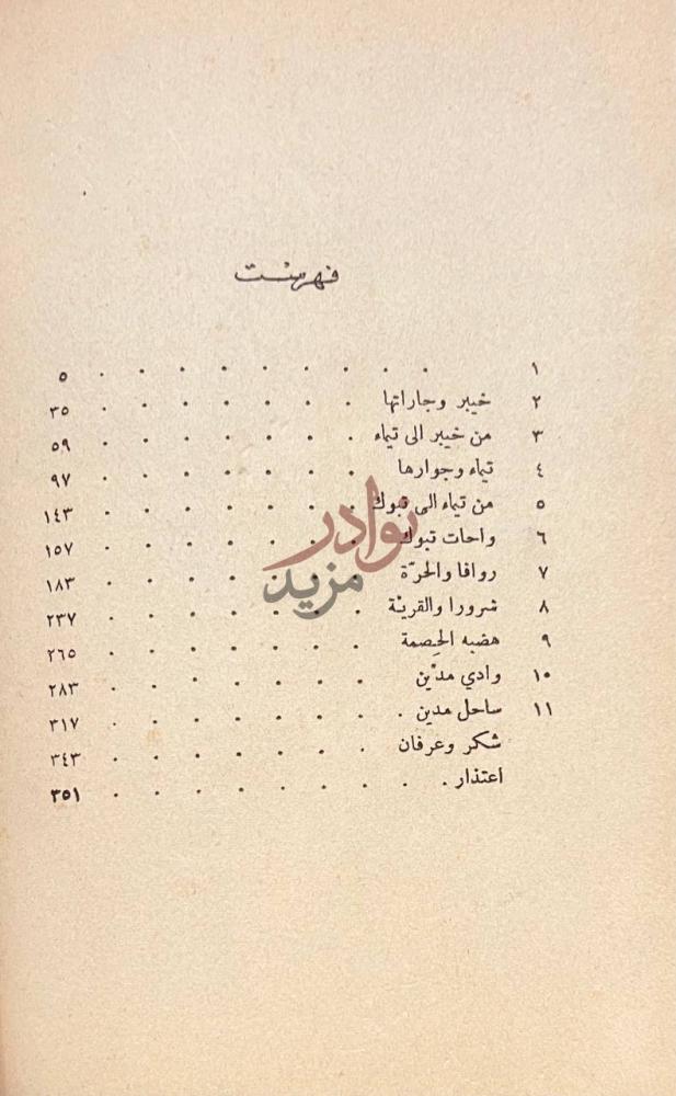 فهرس كتاب ارض الانبياء ومدائن صالح فهرست