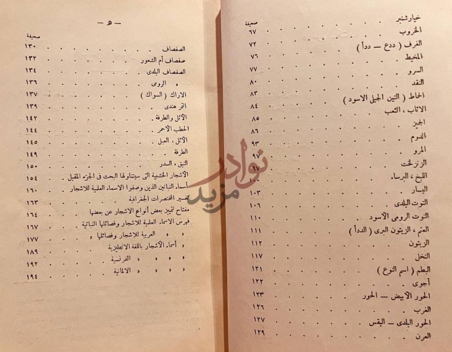 فهرس كتاب الاشجار الخشبية