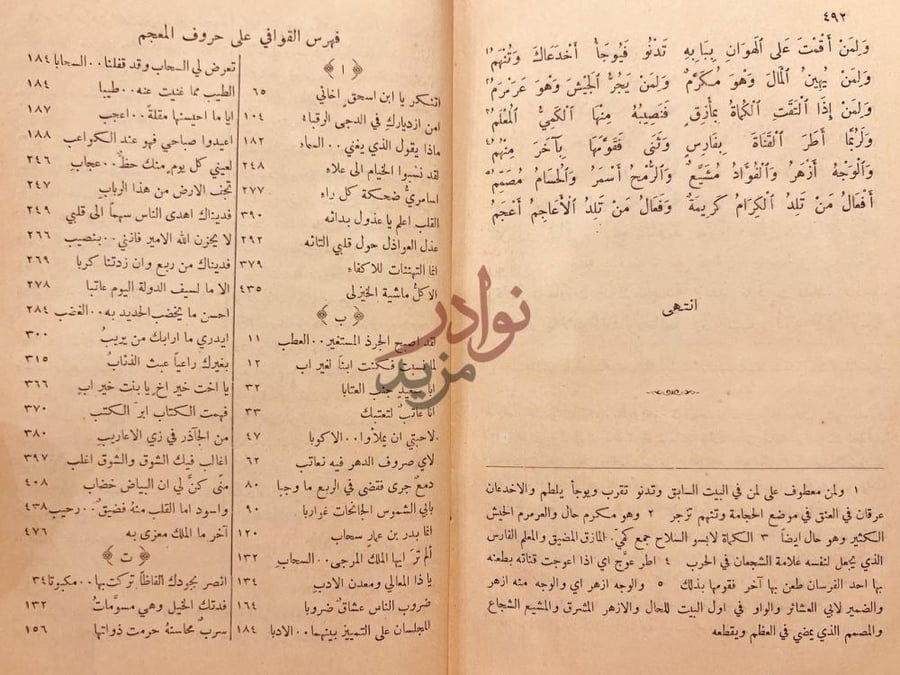 كشاف كتاب ديوان المتنبي فهرس القوافي