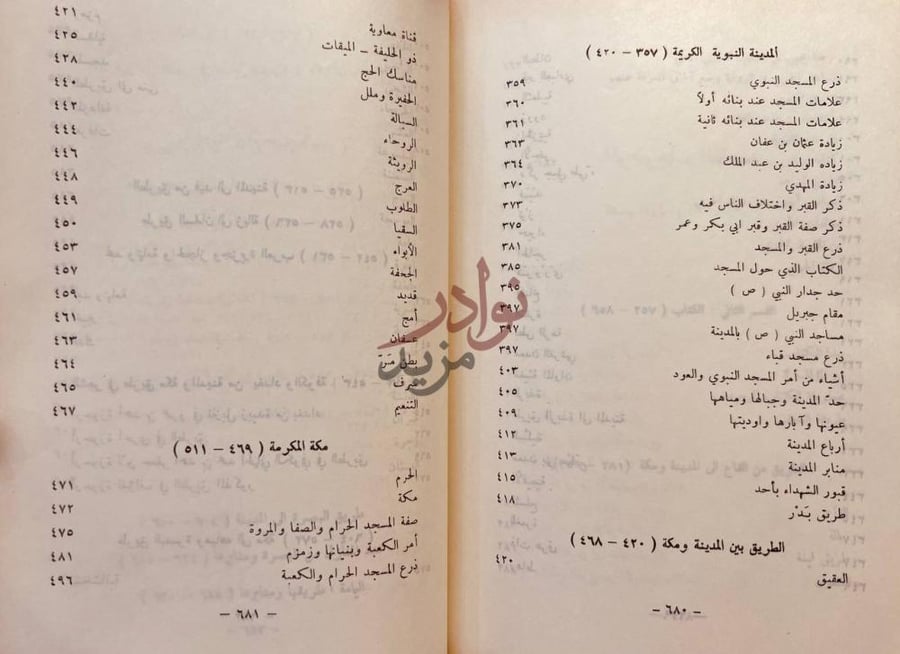 فهرس كتاب المناسك واماكن طرق الحج ومعالم الجزيرة
