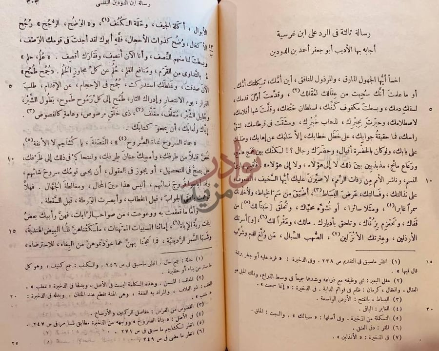 صفحة داخلية كتاب نوادر المخطوطات رسالة ثالثة في الرد