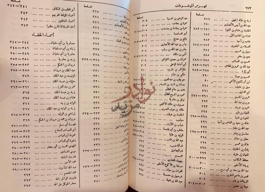 فهرس كتاب المعارف فهرس الموضوعات