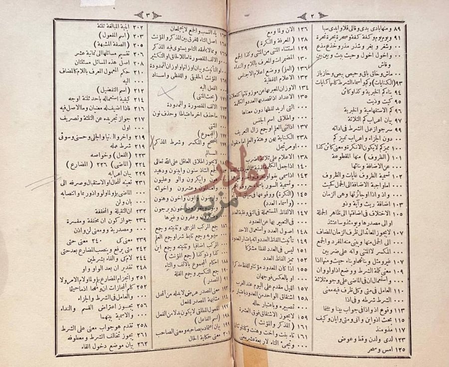 فهرس كتاب شرح الكافية