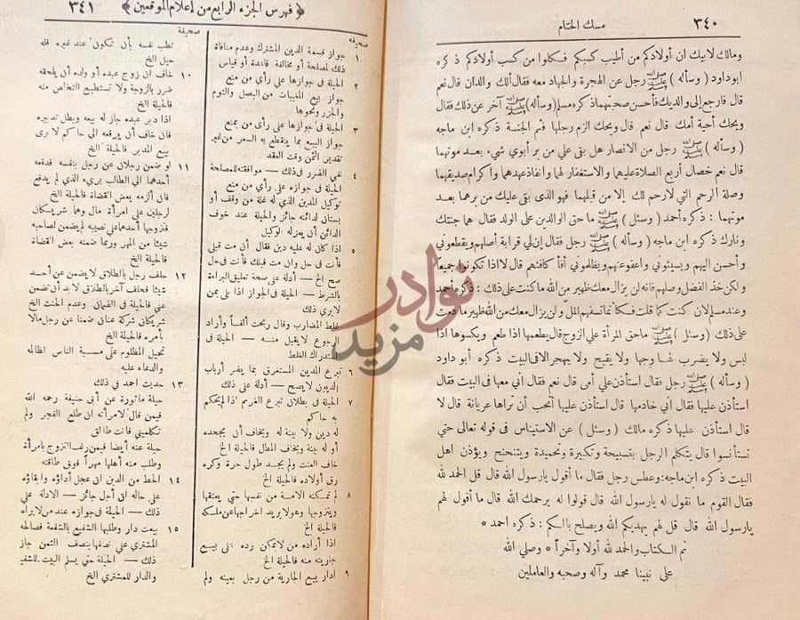 فهرس كتاب اعلام الموقعين عن رب العالمين