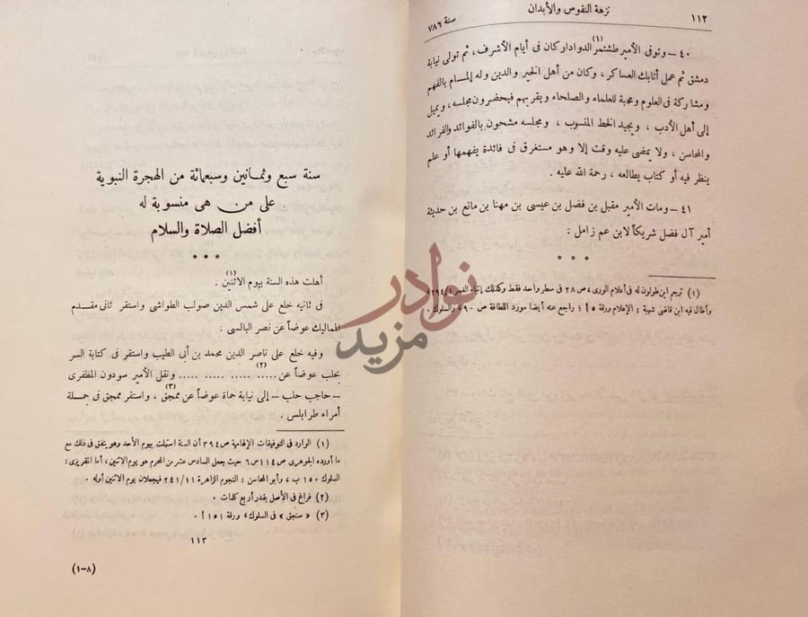 صفحة داخلية كتاب نزهة النفوس والابدان في تواريخ الزمان