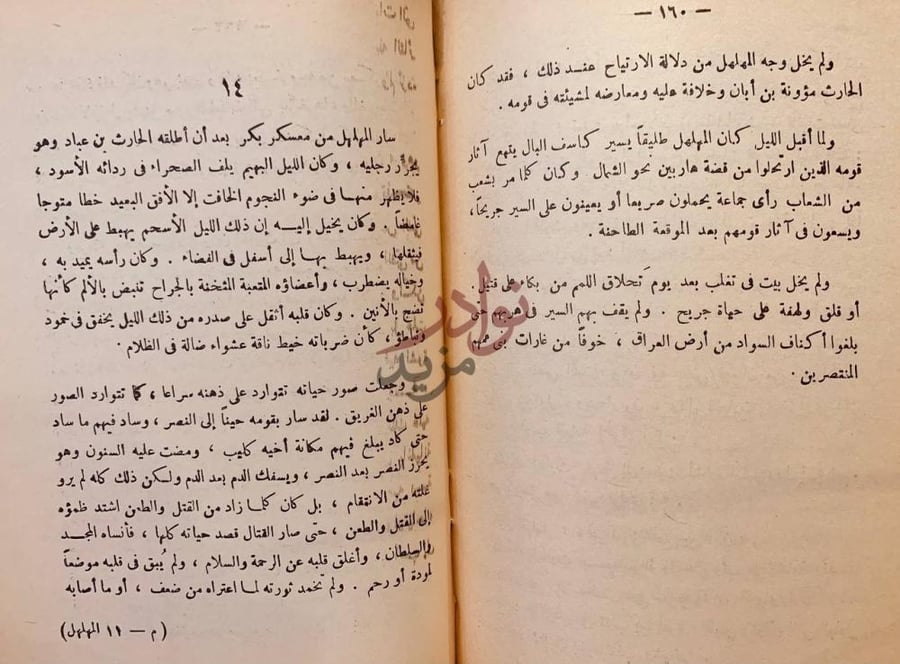 صفحة داخلية كتاب المهلل سيد ربيعه