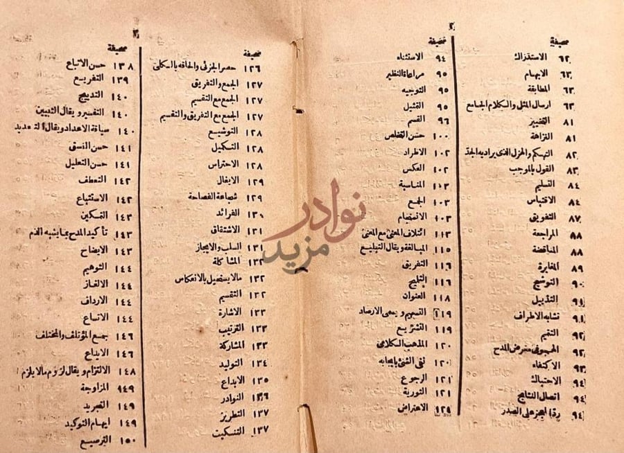 فهرس كتاب الوسيلة الادبية إلى العلوم العربية