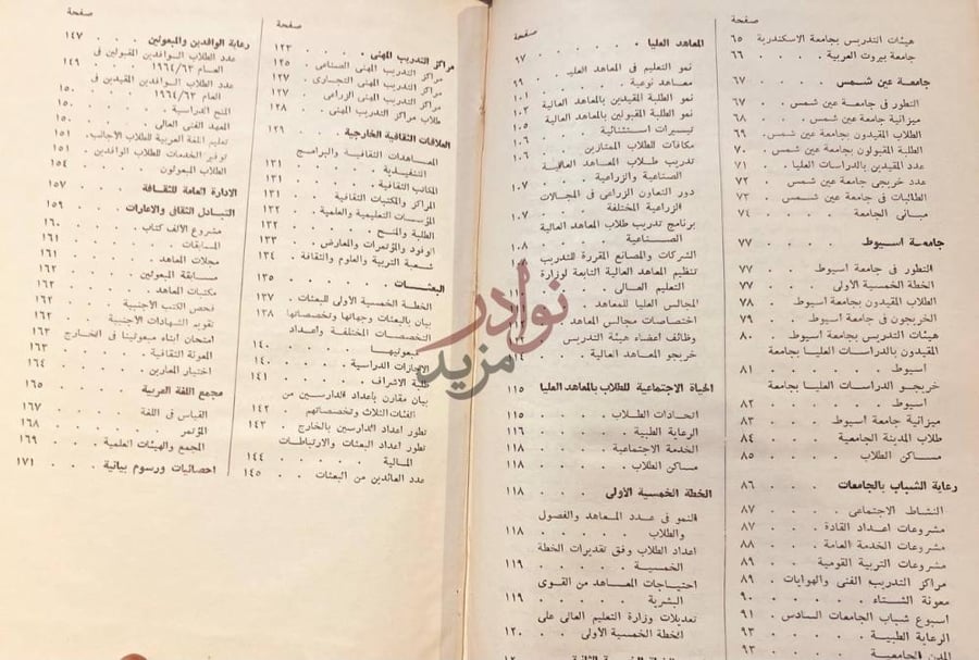فهرس كتاب التعليم العالي في سنة استكمال صفحة الفهرس