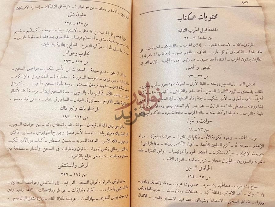 فهرس كتاب ظلام السجن مذكرات ومفكرات محتويات الكتاب