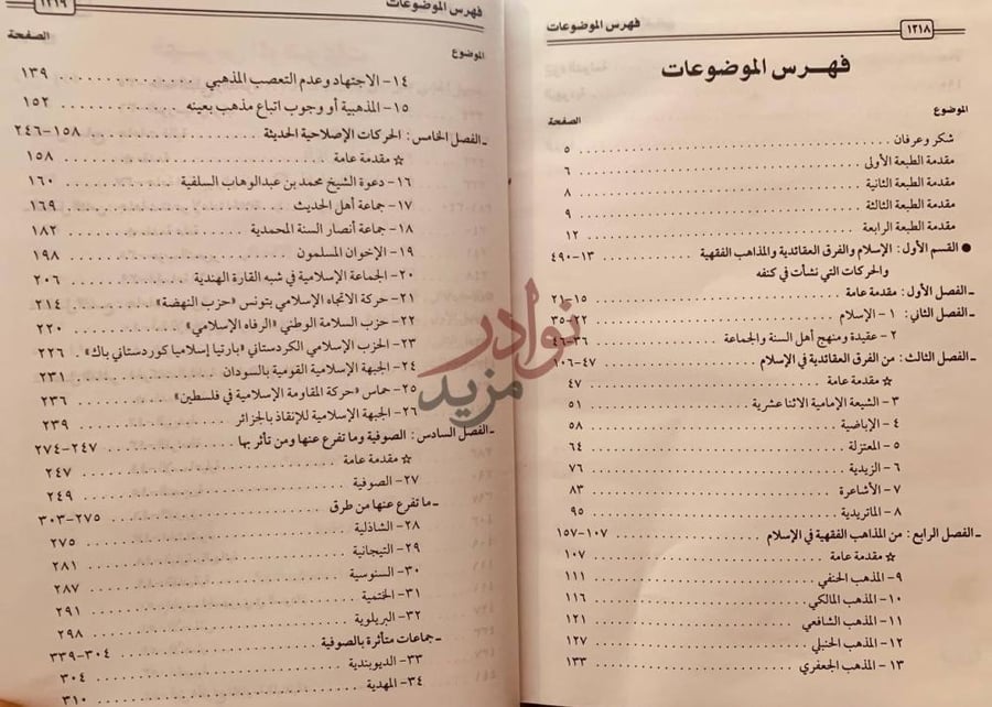 فهرس كتاب الموسوعة الميسرة في الاديان والمذاهب والاحزاب