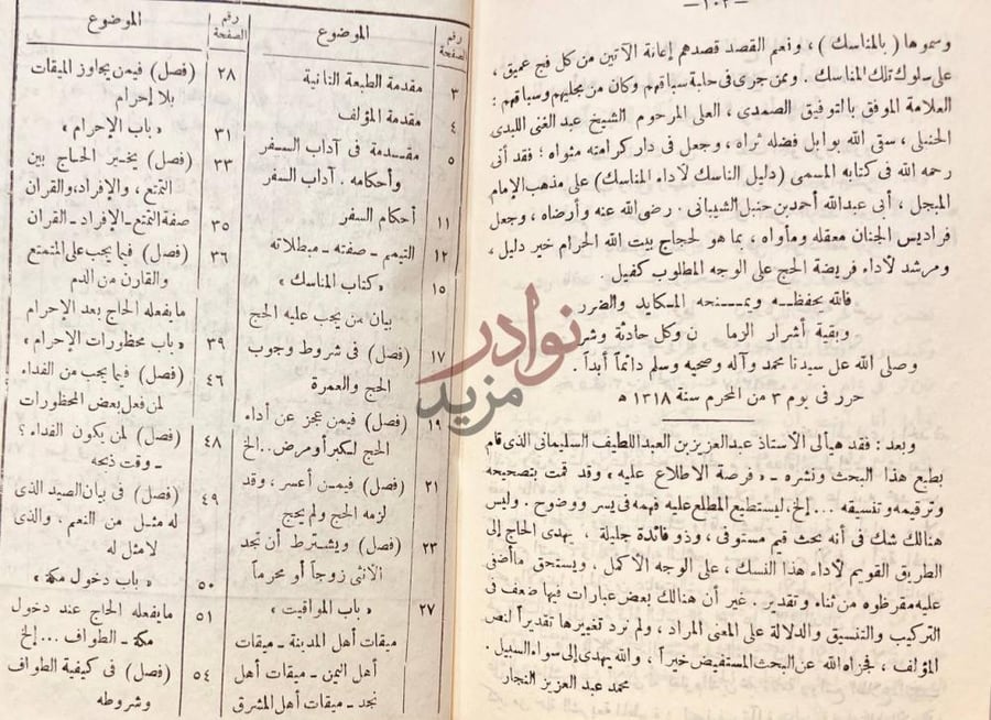 فهرس كتاب دليل الناسك الاداء المناسك