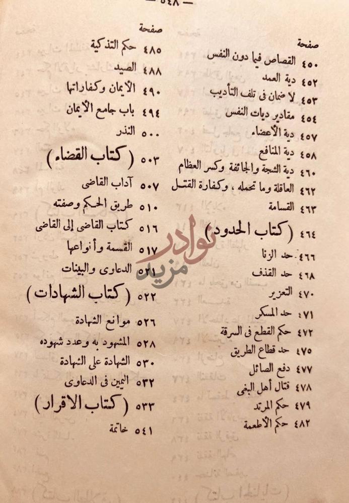 فهرس كتاب الروض الندي شرح كافي المبتدي في فقه الامام احمد بن