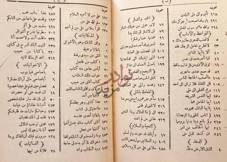 فهرس كتاب ديوان ابي الفضل بهاء الدين زهير Index of contents