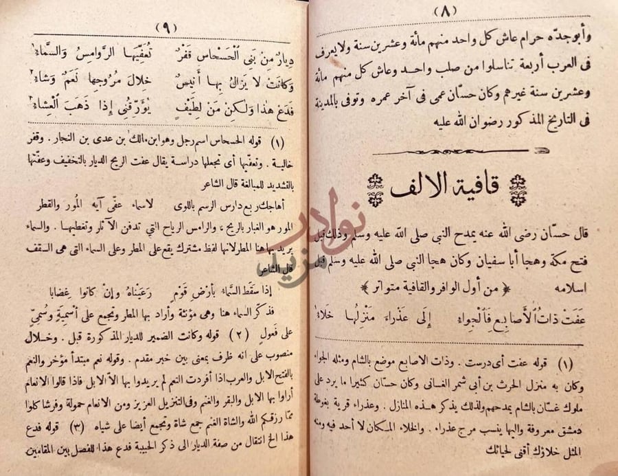 صفحة داخلية كتاب ديوان حسان بن ثابت الانصاري الخزرجي