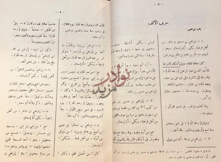 صفحة داخلية كتاب تاريخ علماء الاندلس حرف الألف باب