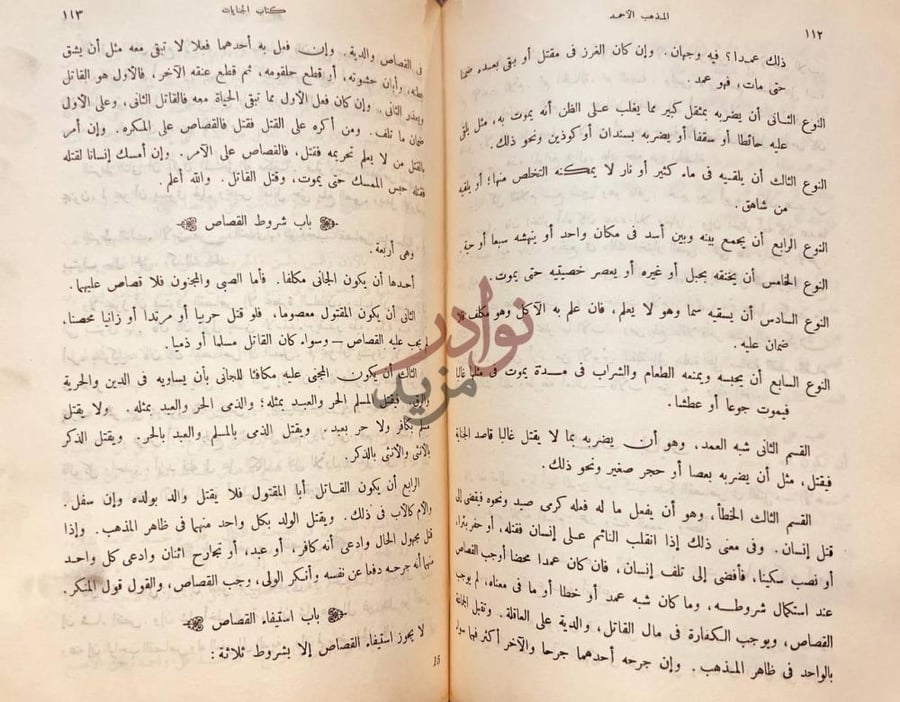 صفحة داخلية كتاب المذهب الاحمد في الامام احمد كتاب الجنايات