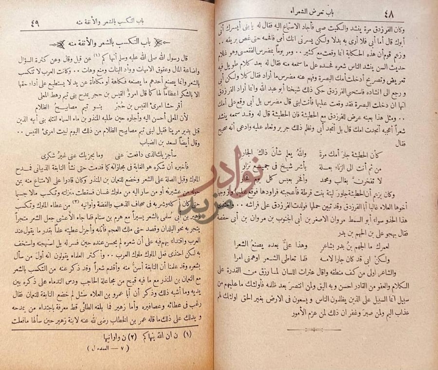 صفحة داخلية كتاب العمدة في صناعة الشعر ونقده