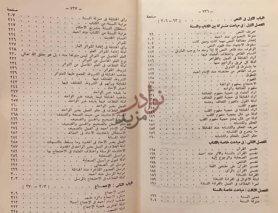 فهرس كتاب اصول مذهب الامام احمد دراسة اصولية مقارنة