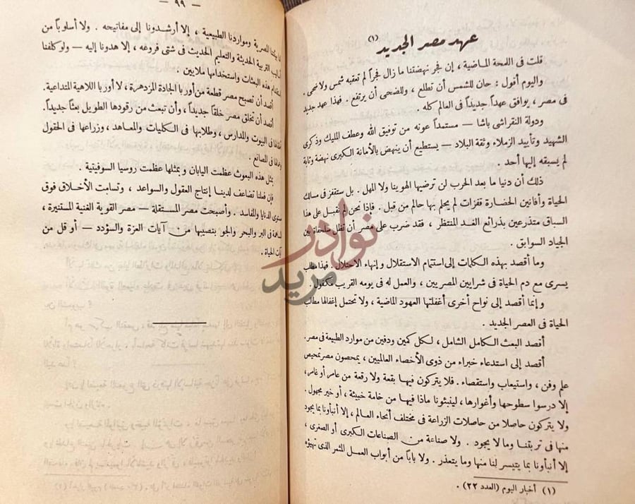 صفحة داخلية كتاب اللمحات عهد مصر الجديد