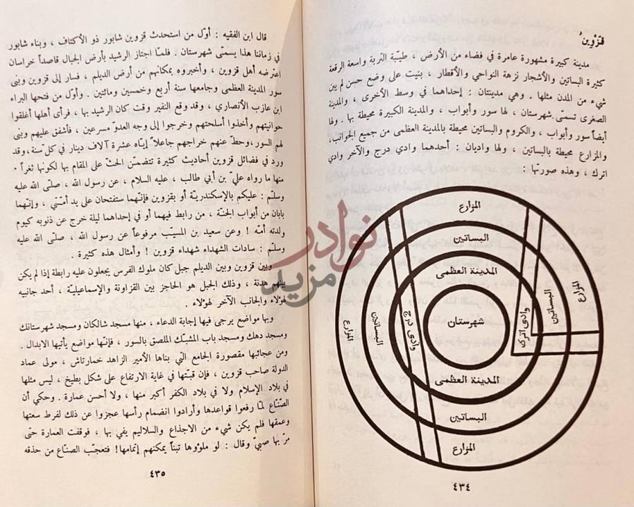 صفحة داخلية كتاب اثار البلاد واخبار العباد ق ز و ي ن