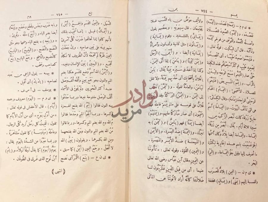 صفحة داخلية كتاب مختار الصحاح باب الياء