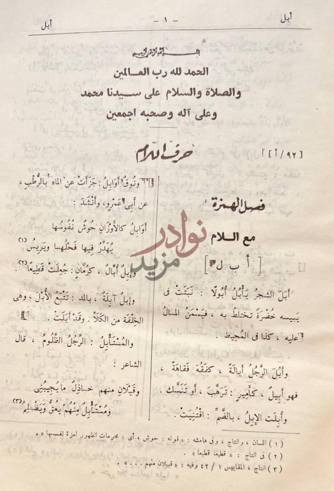 صفحة داخلية كتاب التكملة والذيل والصلة لمافات صاحب القاموس