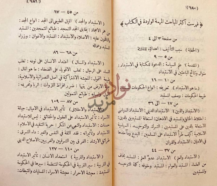 فهرس كتاب طبائع الاستبداد ومصارع الاستعباد