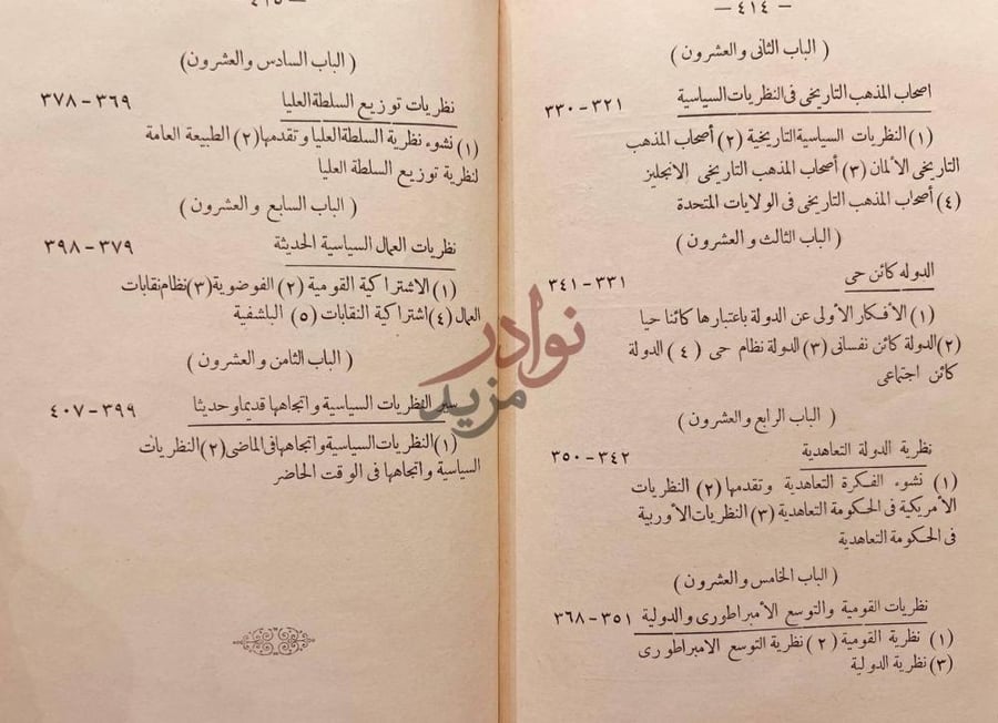 فهرس كتاب تاريخ النظريات السياسية وتطورها