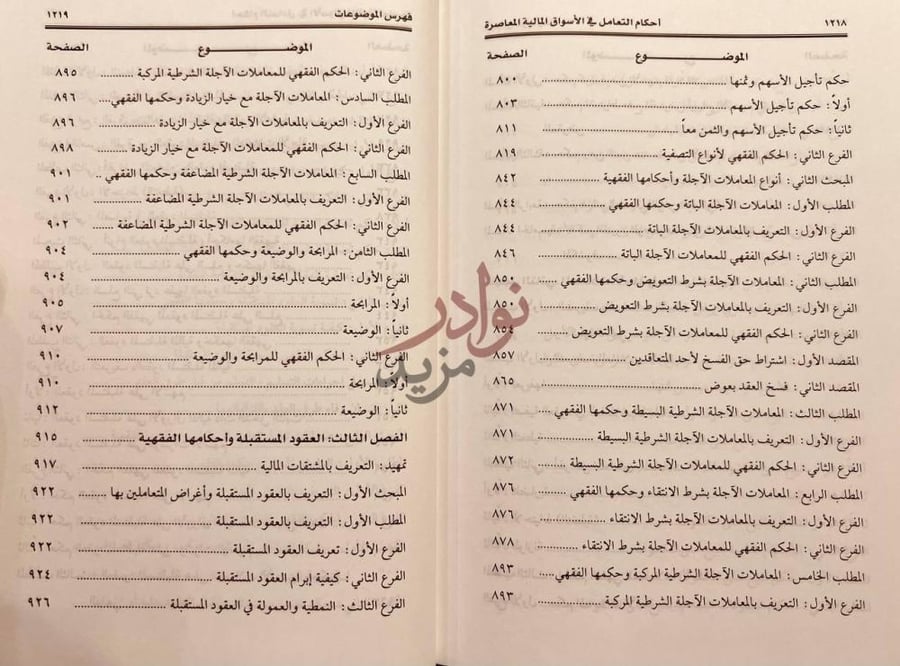 فهرس كتاب احكام التعامل في الاسواق المالية المعاصرة