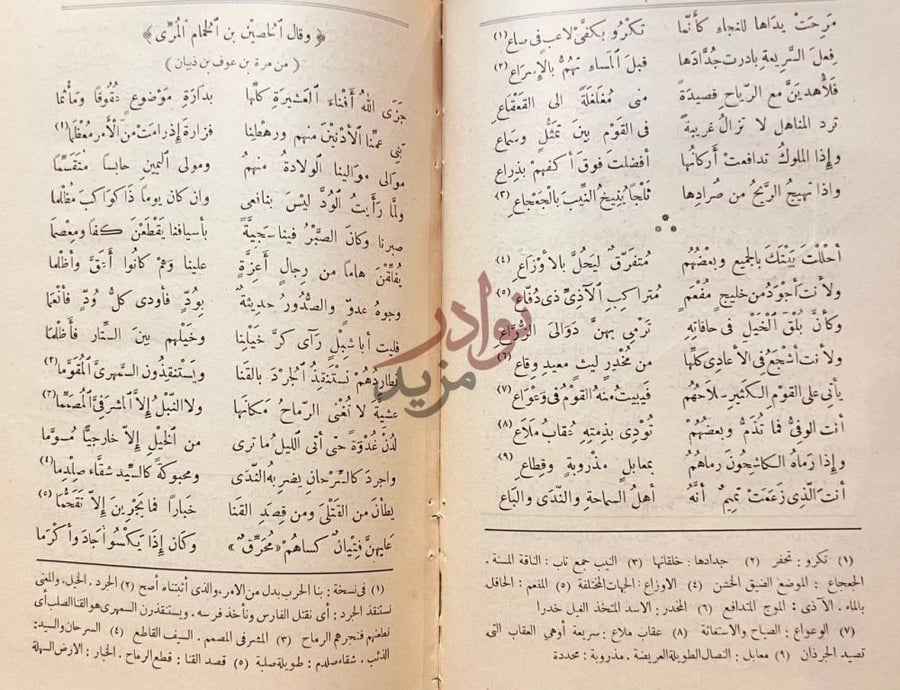 صفحة داخلية كتاب المفضليات وقال الحطم بن الحارث