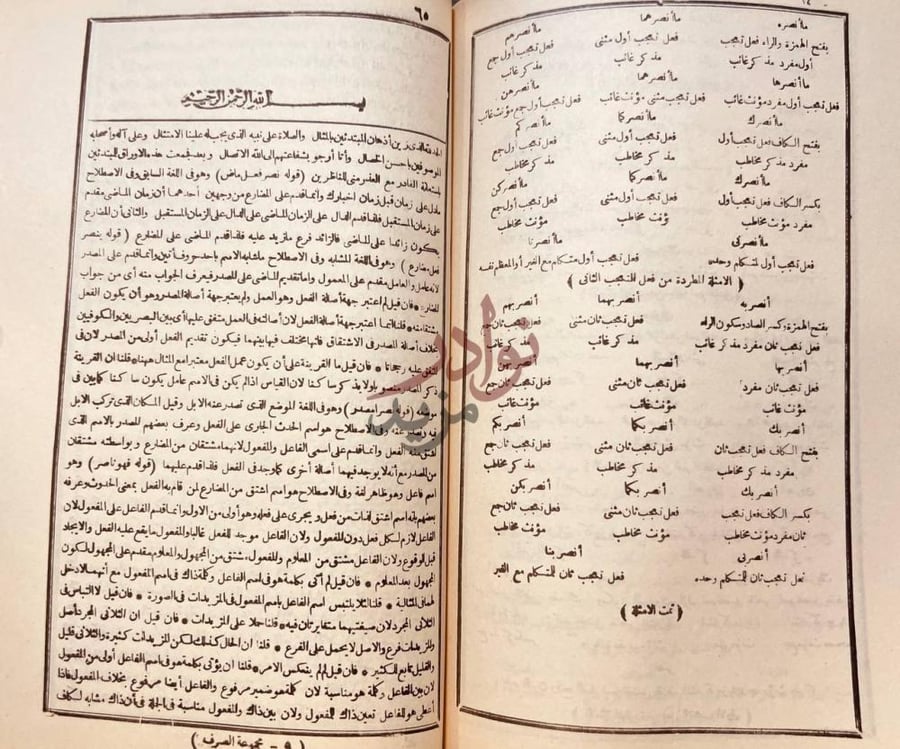 صفحة داخلية كتاب مجموعة الصرف تشتمل على جملة رسائل في علم