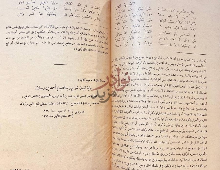 بيانات نشر كتاب غاية البيان شرح زبد ابن رسلان