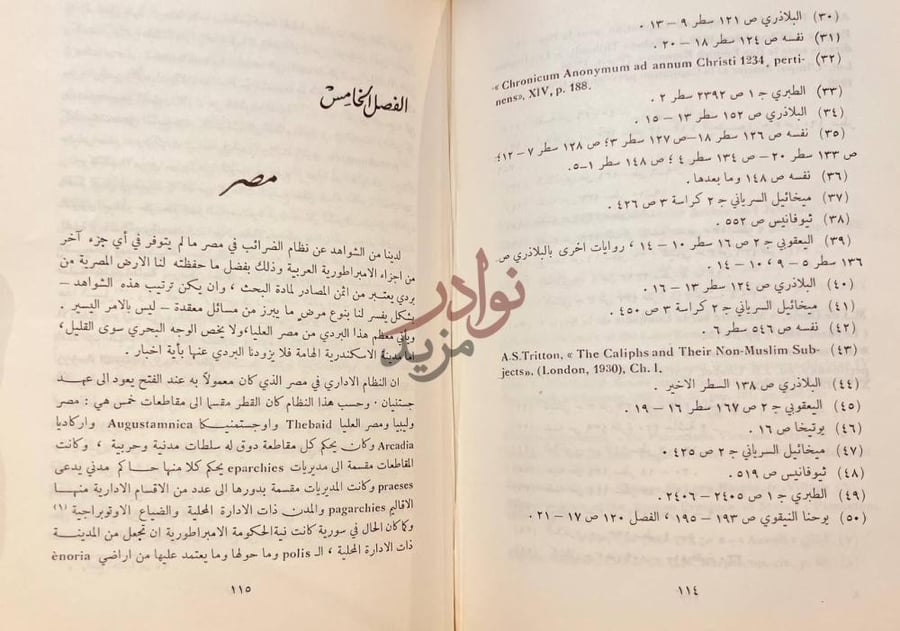 صفحة داخلية كتاب الجزية والاسلام الفصل الخامس مصر