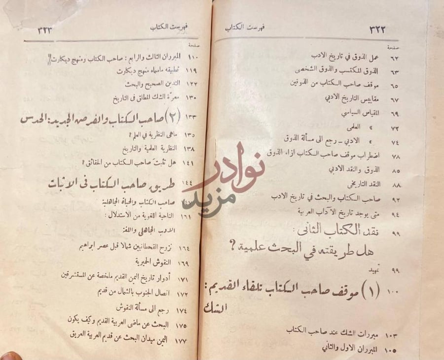 فهرس كتاب النقد التحليلي لكتاب في الادب الجاهلي
