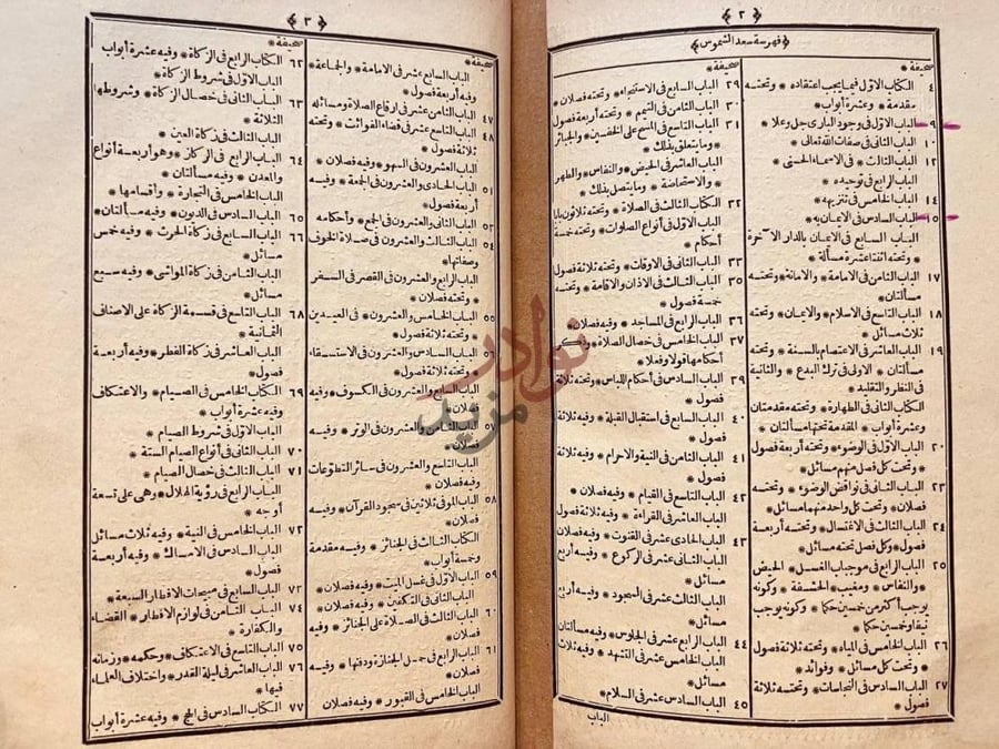 فهرس كتاب سعد الشموس والاقمار وزبدة شريعة النبي المختار