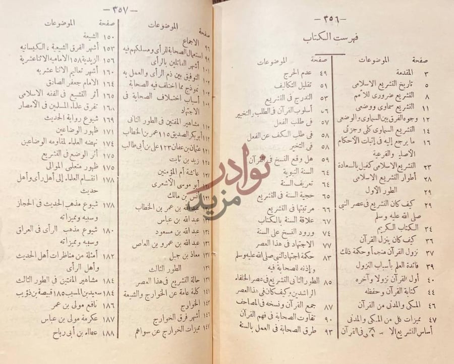 فهرس كتاب تاريخ التشريع الاسلامي فهرست الكتاب