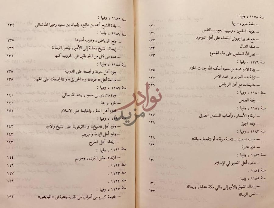 فهرس كتاب تاريخ نجد او روضة الافكار والافهام لمرتاد حال