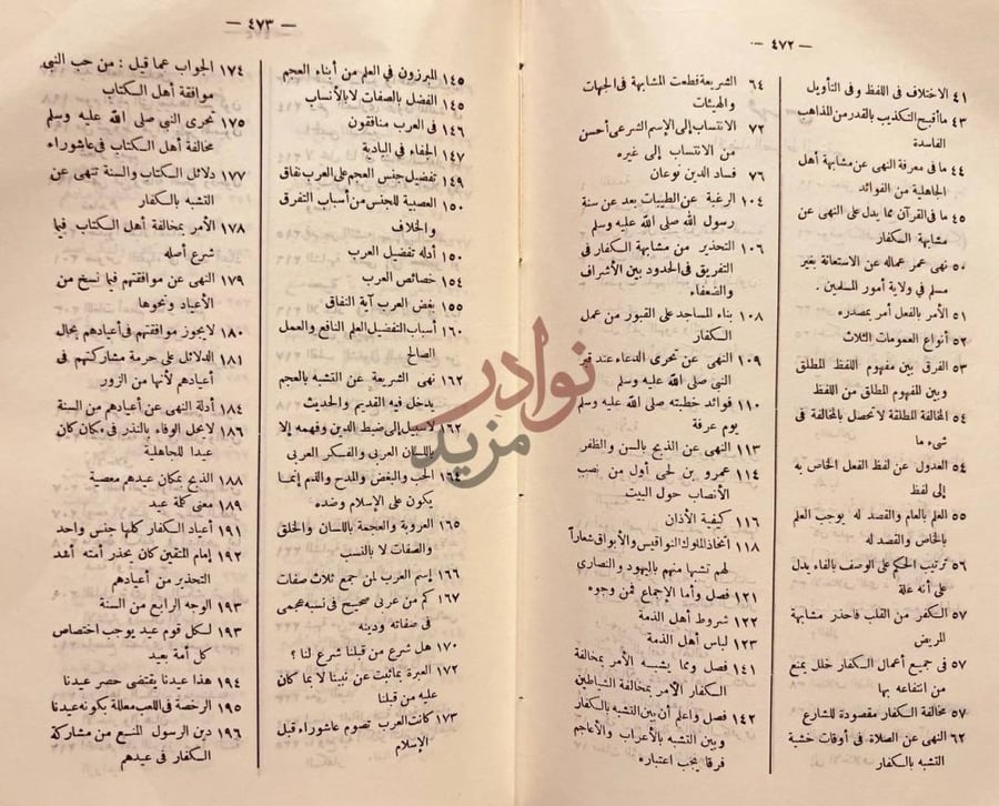 فهرس كتاب اقتضاء الصراط المستقيم مخالفة اصحاب الجحيم